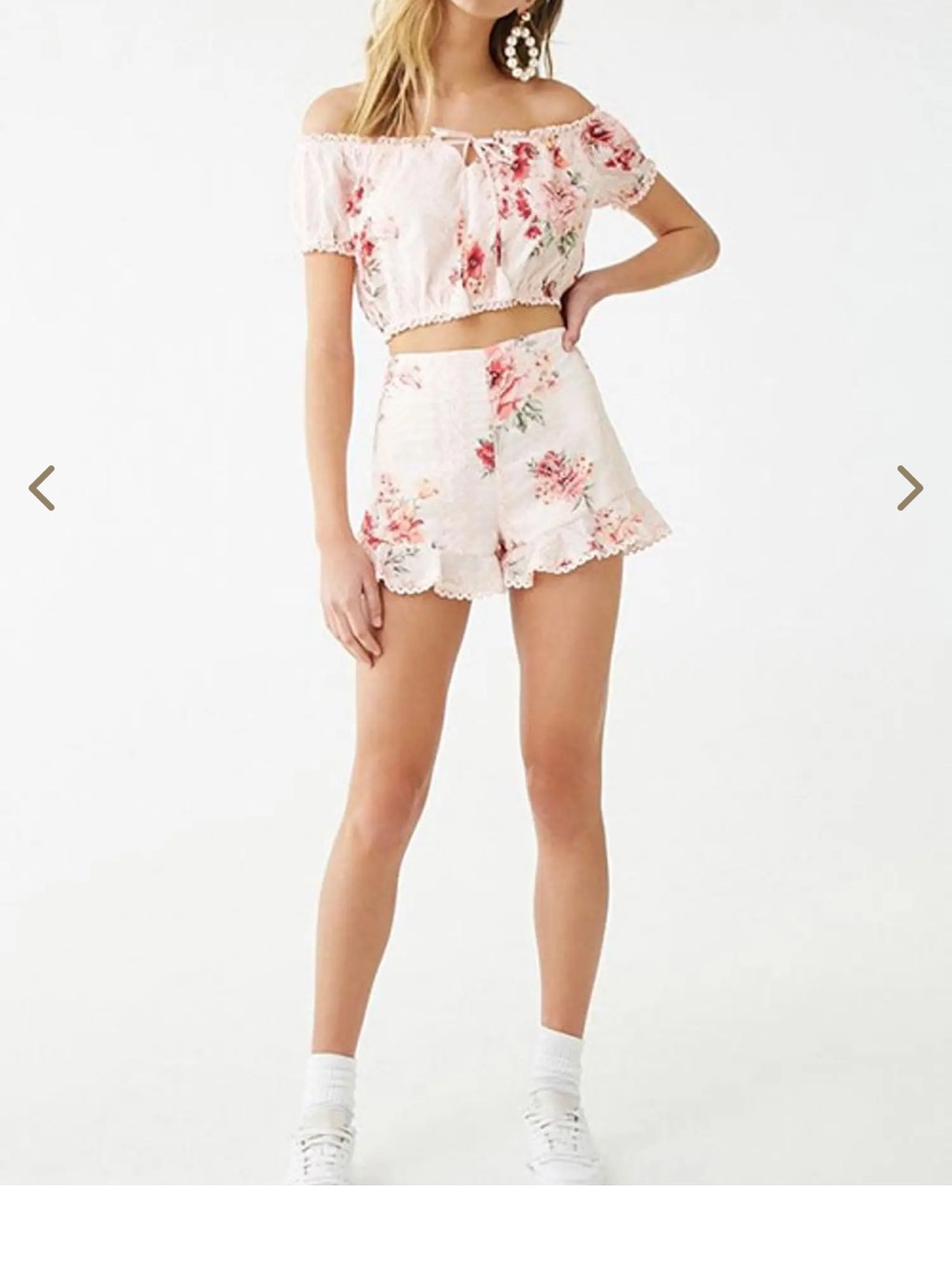 Forever 21 Pink Embroidered Ruffle Shorts